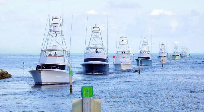 Boats coming in after a day of tournament fishing